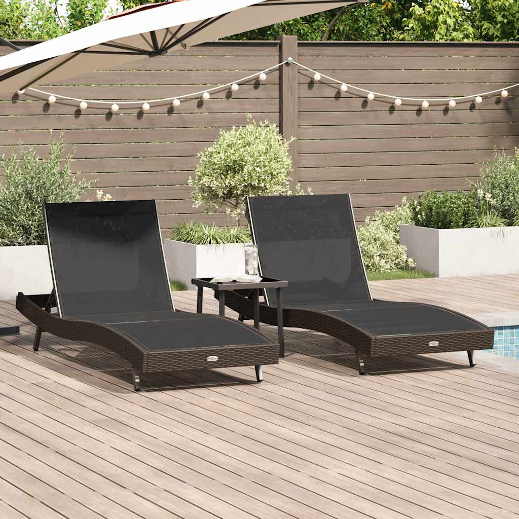 Sun Loungers 3 pcs Brown 40 x 40 x 40.5 cm Poly Rattan